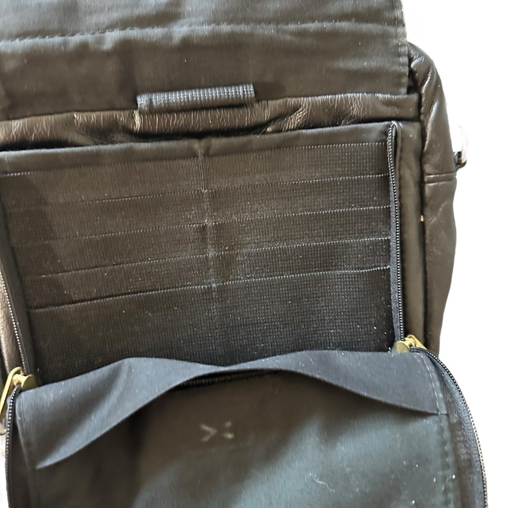 Black Leather Crossbody Bag with Gold Hardware - Picture 3 of 4